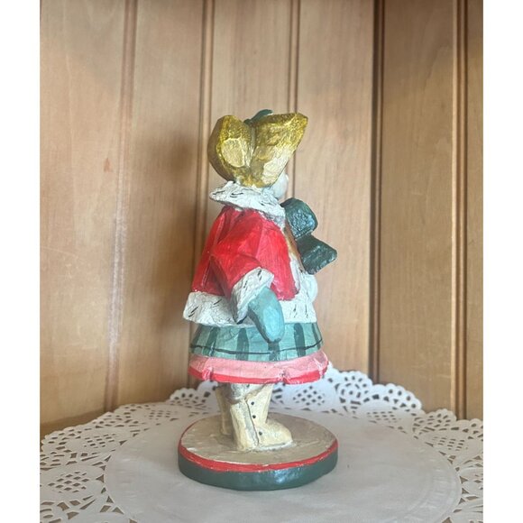 Vintage Hand-Painted Wooden Christmas Caroler House of Hatten Girl Doll Folk Art - Picture 5 of 7